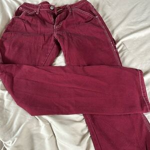 Red trendy jeans
